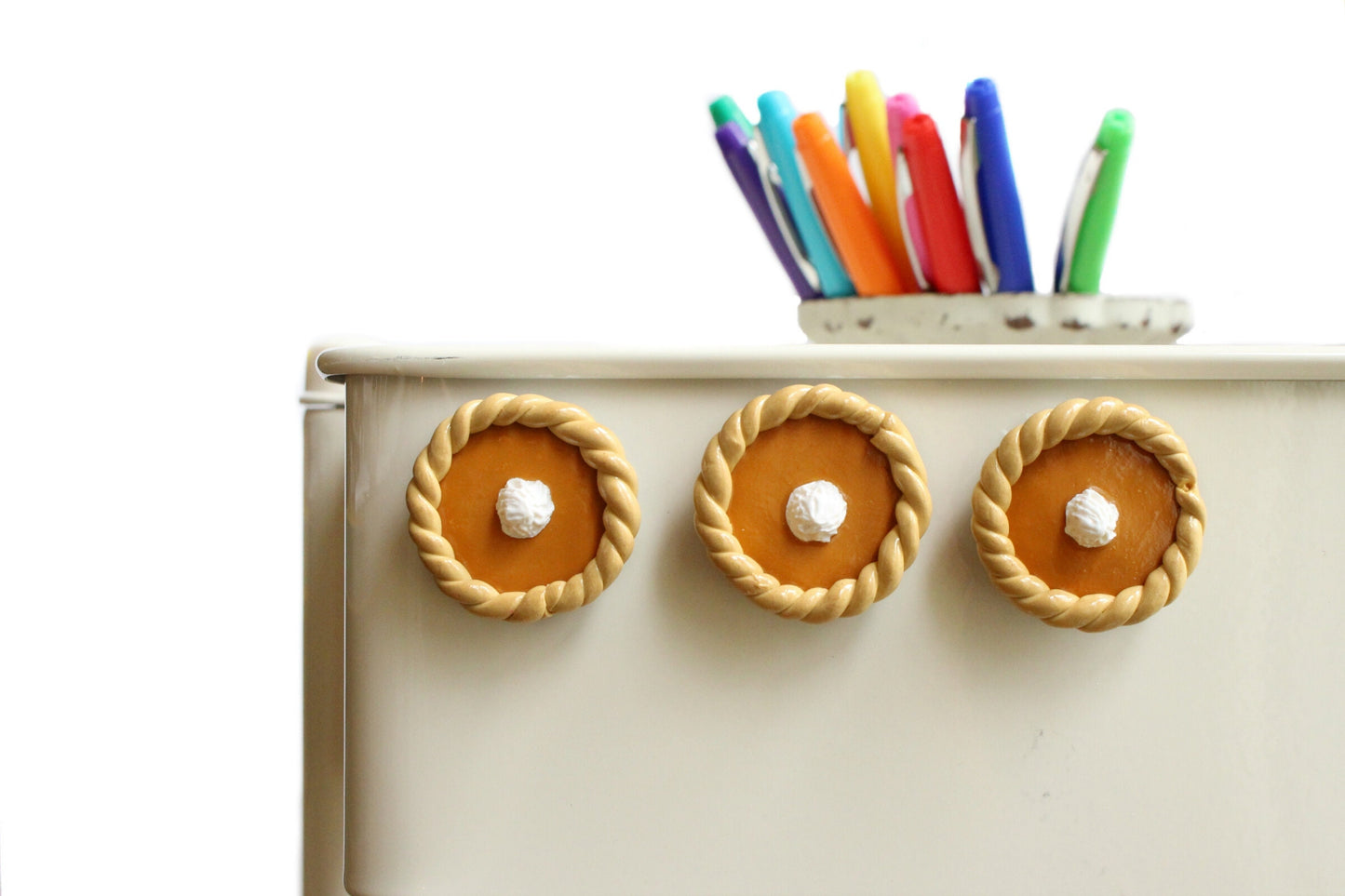 Pumpkin Pie Food Refrigerator Magnet Set of 3, Hostess Gift, Thanksgiving Gift | TheMagnetMaiden