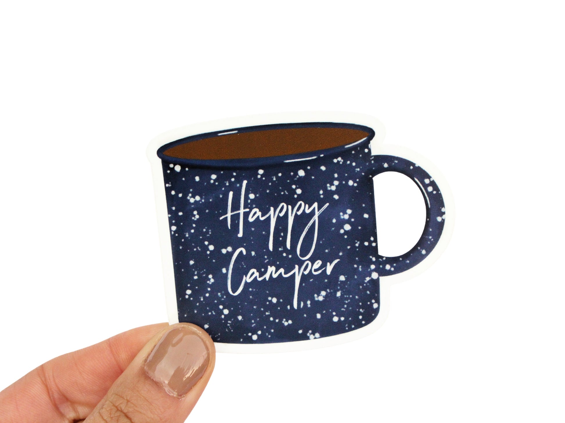 Happy Camper Coffee Sticker, Coffee Lover Gift, Gift for Him, Camping Theme | TheMagnetMaiden