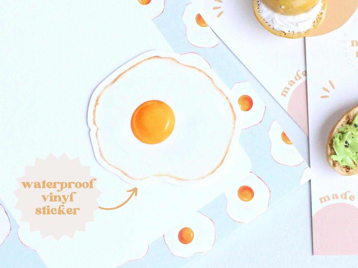 Fried Egg Waterproof Vinyl Sticker