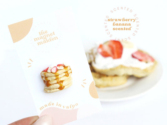 Strawberry and Banana Pancake Fridge Magnet | Maple Syrup Scented