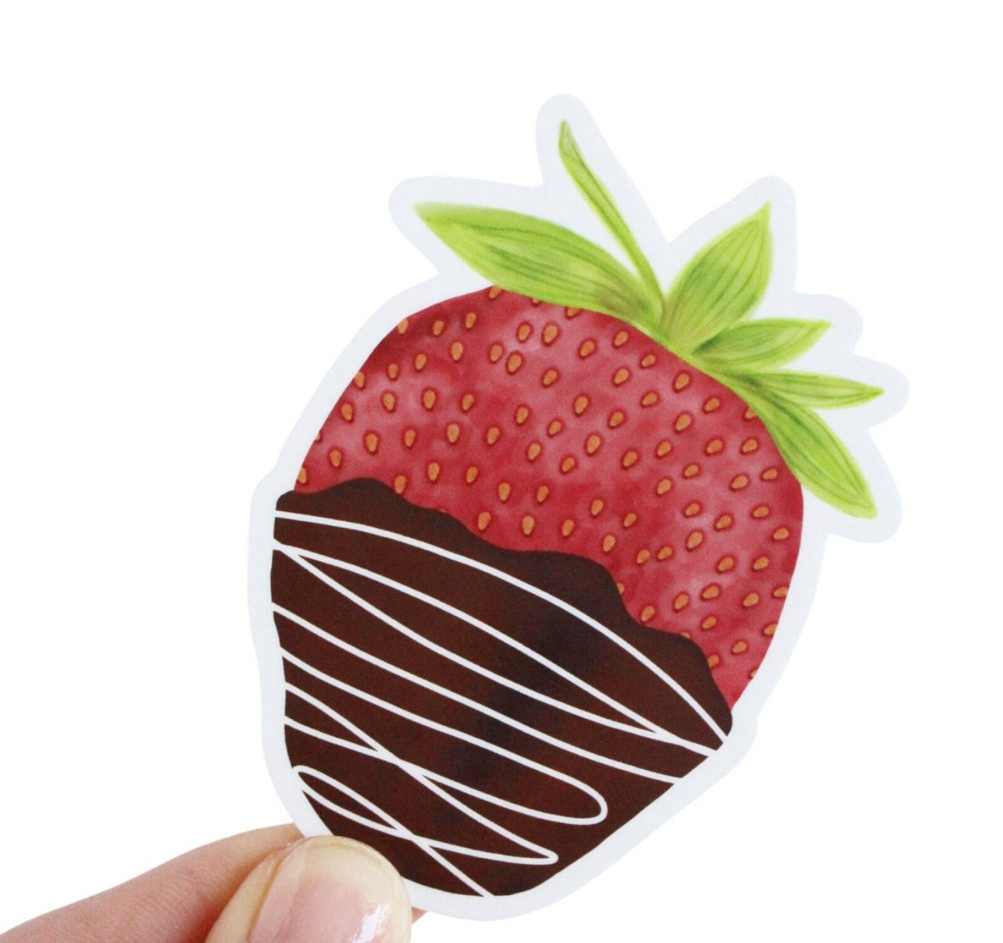 Chocolate Covered Strawberry White Vinyl Sticker, Illustration, Valentine's Day Décor | TheMagnetMaiden