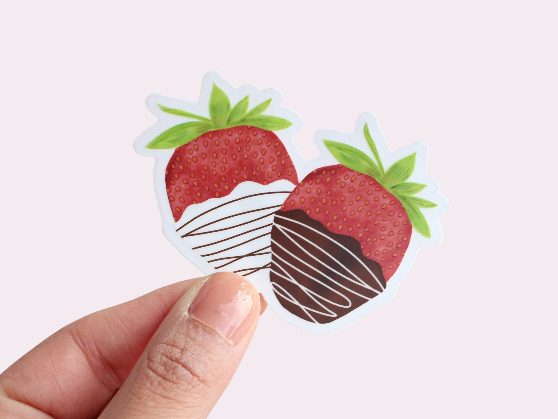 Chocolate Covered Strawberry Duo Vinyl Sticker, Illustration, Valentine's Day Décor | TheMagnetMaiden